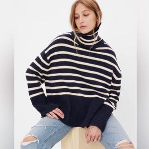 Gap Oversized Turtleneck Sweater - Navy Stripe XL